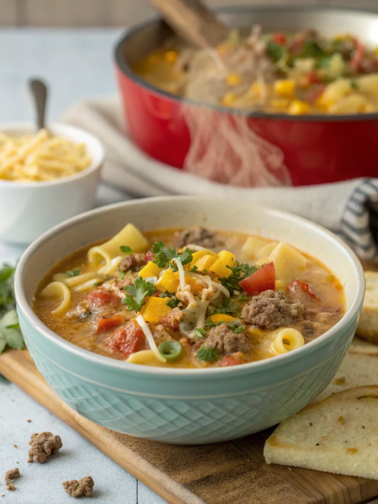 Easy Crockpot Cheeseburger Soup