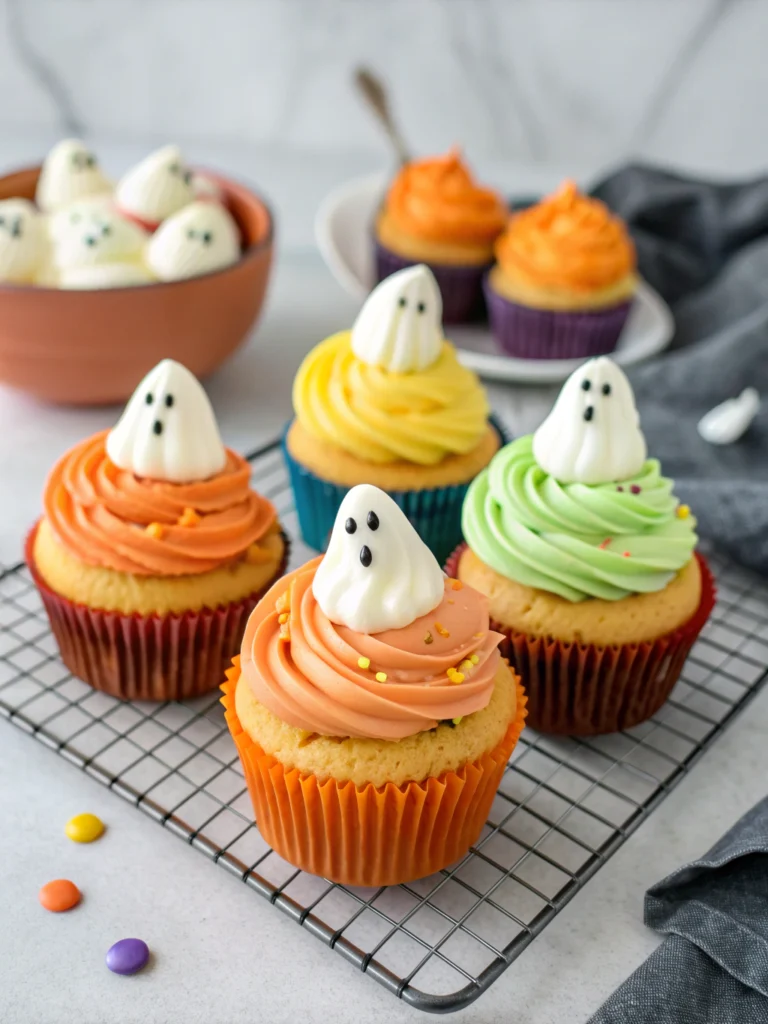 Easy Halloween Ghost Cupcakes