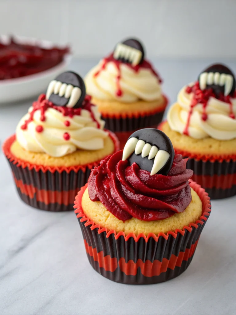 Halloween Vampire Bite Cupcakes