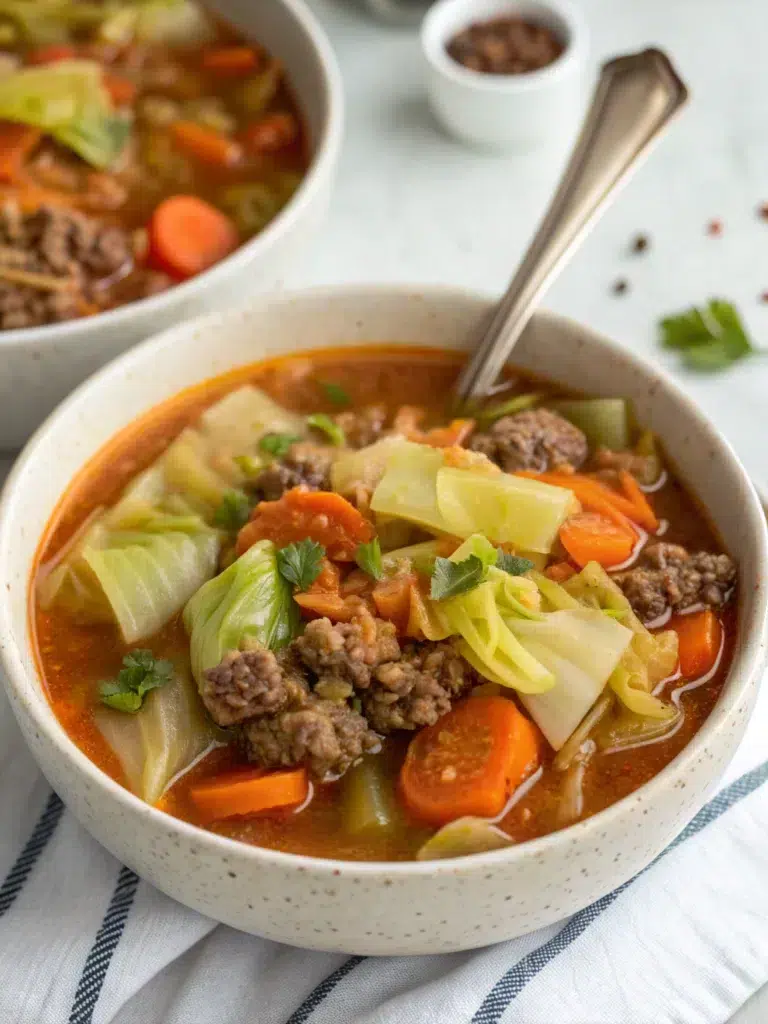 Hearty Ground Beef and Cabbage Soup