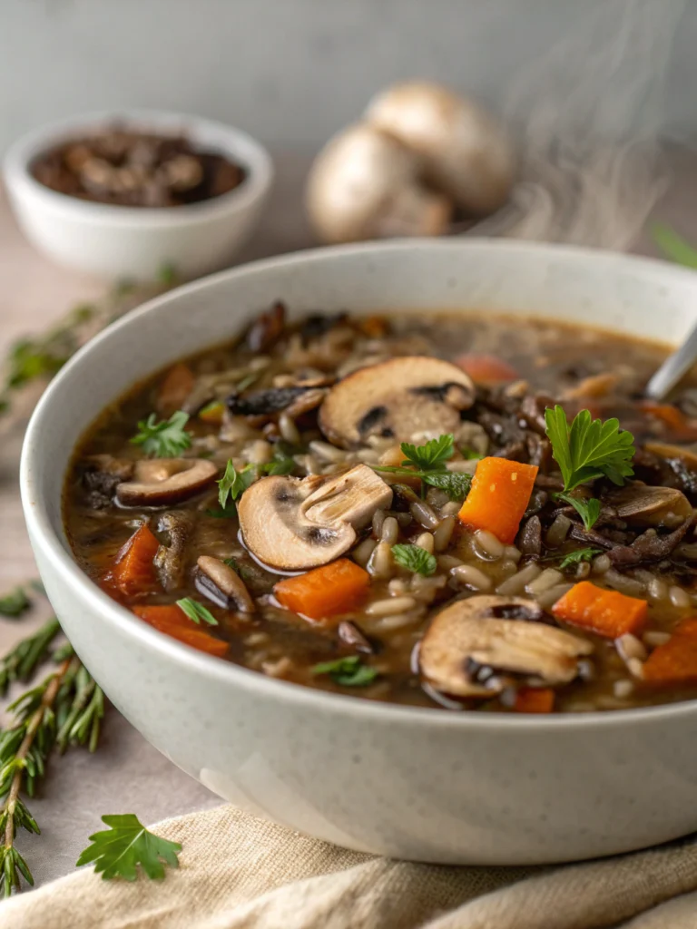 Hearty Wild Rice and Mushroom Soup