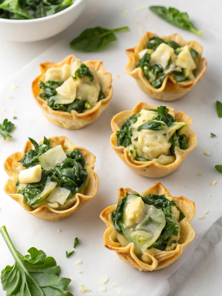 Spinach & artichoke wonton cups