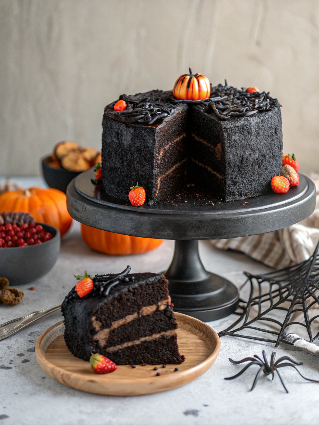 Spooky Black Velvet Halloween Cake