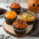 Spooky Spiderweb Halloween Cupcakes