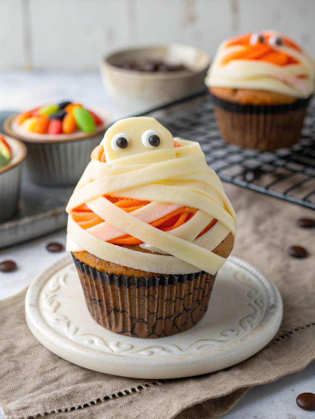 Halloween Mummy Cupcake Magic: 7 Steps to Spooky Sweetness!