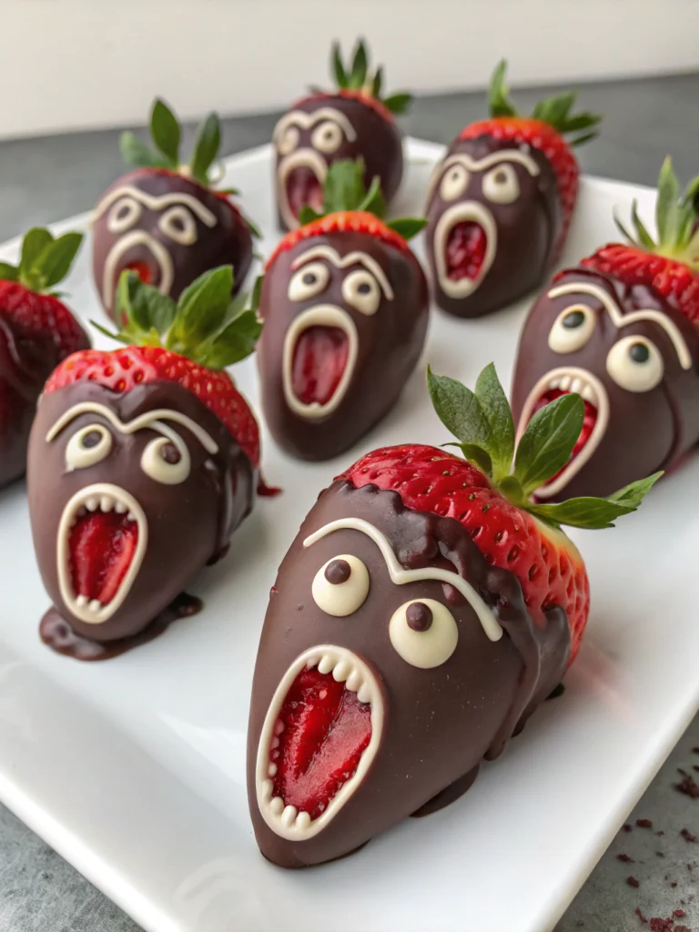 “scream” inspired chocolate covered strawberries