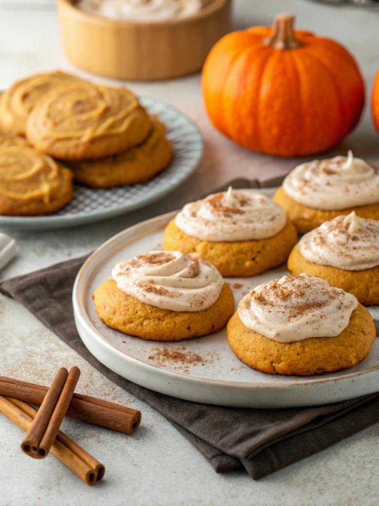 soft pumpkin cookies with cinnamon frosting