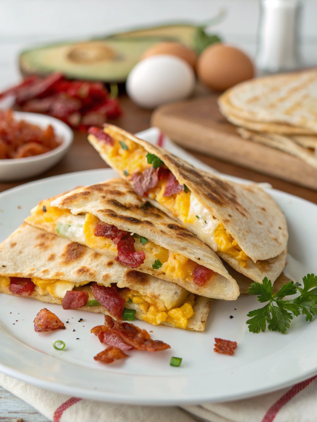 Bacon Egg Cheese Breakfast Quesadillas