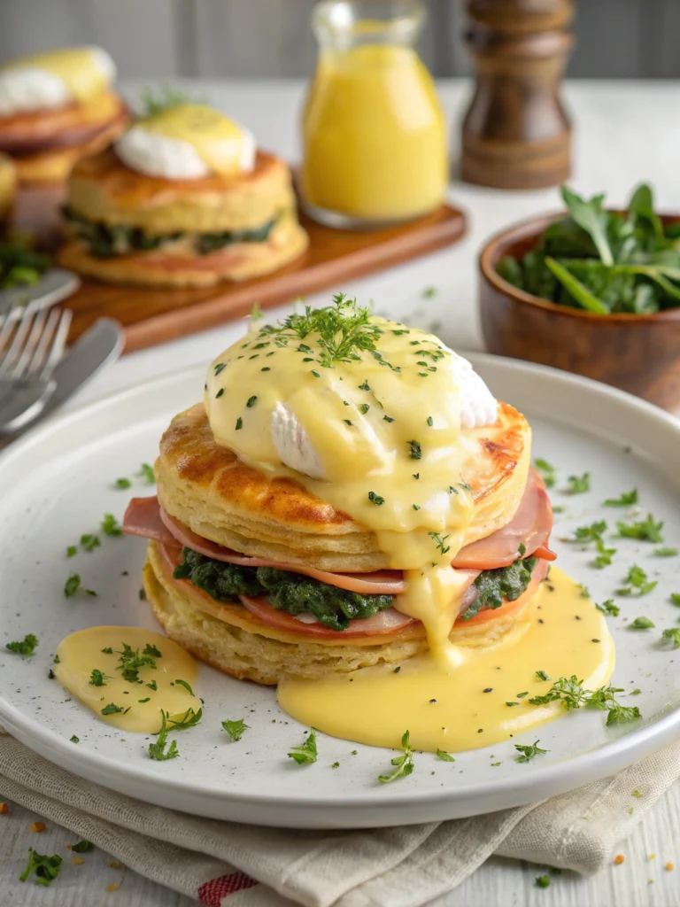 Baked Eggs Napoleon With Hollandaise Sauce