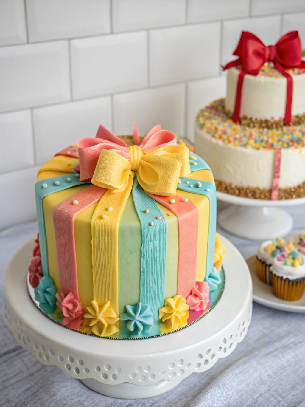 Birthday cake with bows