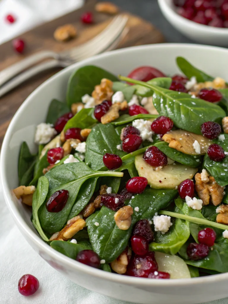 Delicious Christmas Cranberry Spinach Salad