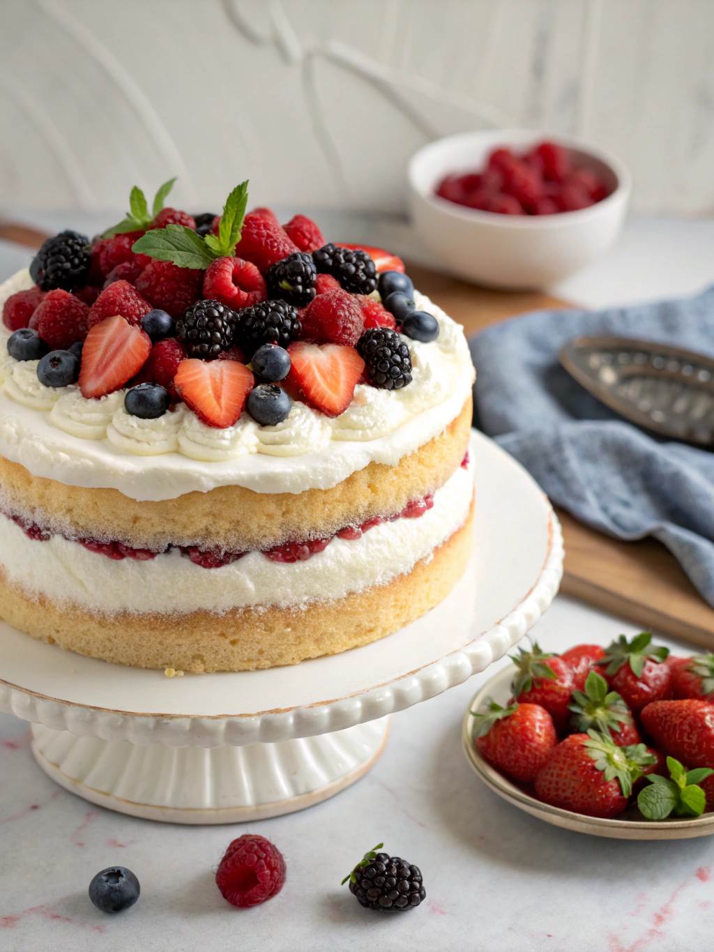 Easy Berry Chantilly Cake with Creamy Frosting