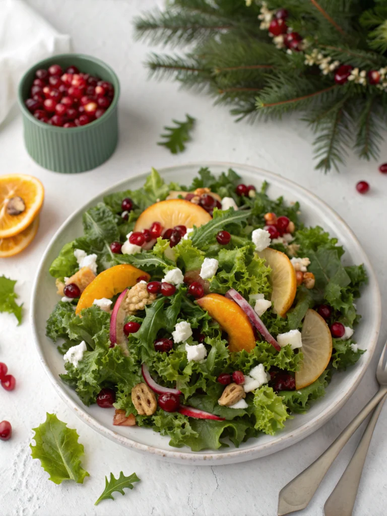 Festive Christmas Wreath Salad with Mixed Greens