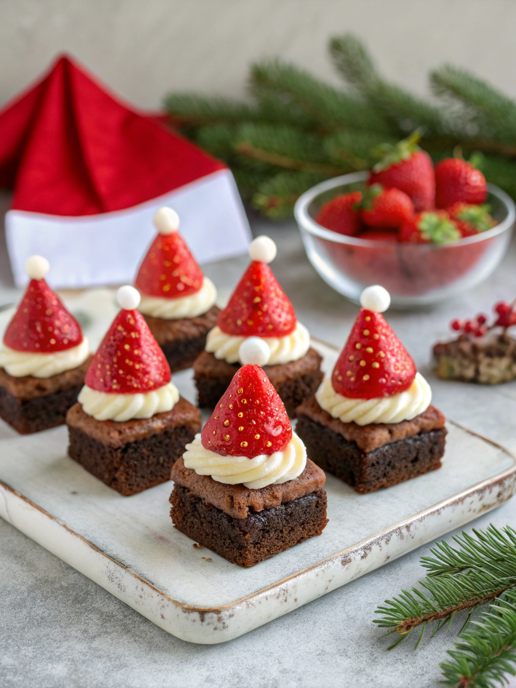 How to Make Cute Santa Hat Christmas Brownies: 7 Easy Steps 3 Santa Hat Christmas Brownies