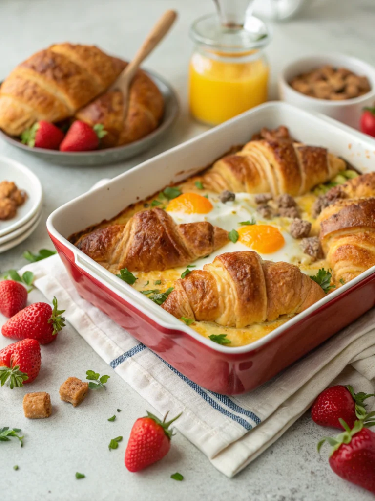 Overnight Croissant Breakfast Casserole