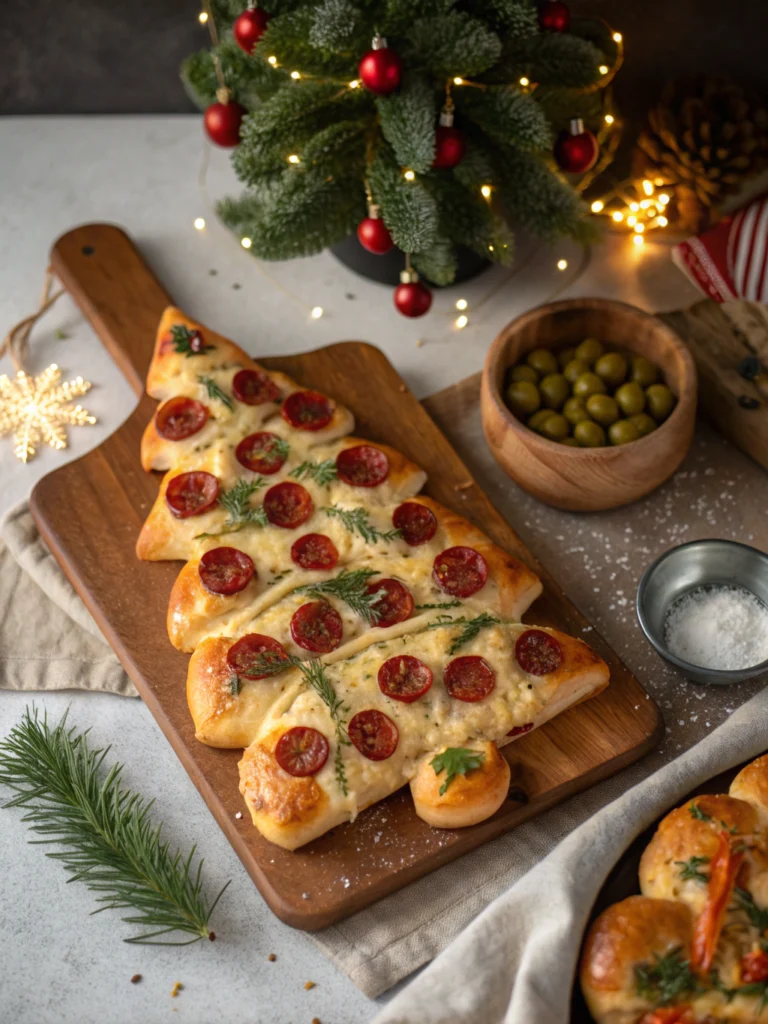 Pull-Apart Christmas Tree Pizza Bites