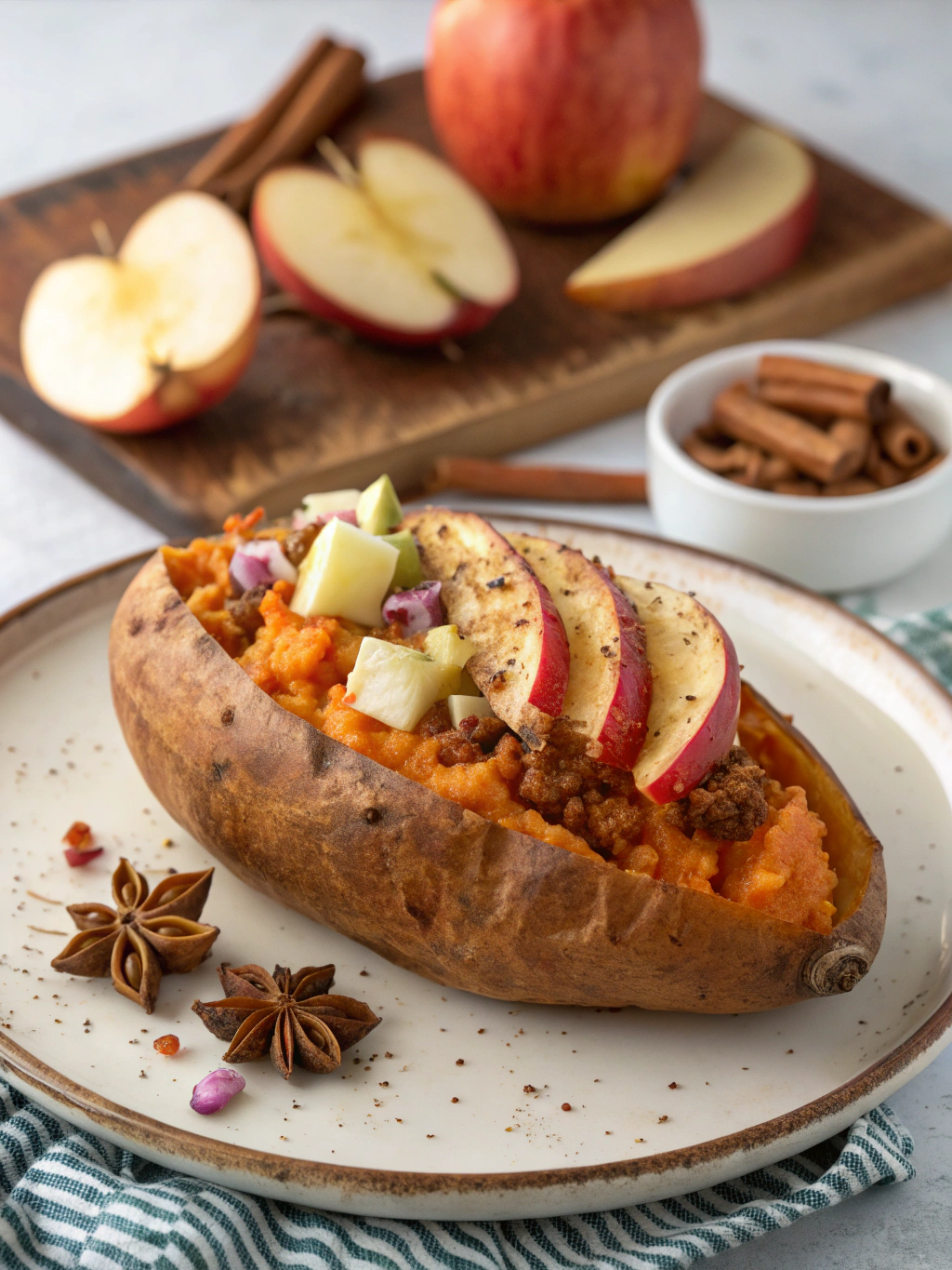 Apple Spiced Stuffed Sweet Potatoes