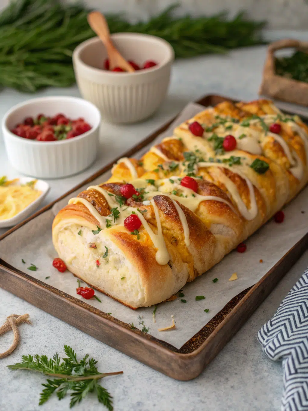 Cheesy Pull Apart Christmas Bread