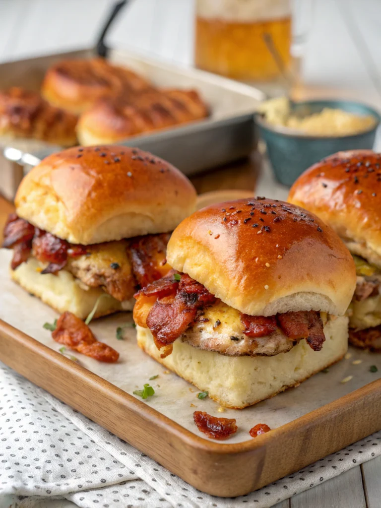 Chicken Bacon Ranch Sliders: Easy Maple-Glazed Hawaiian Rolls