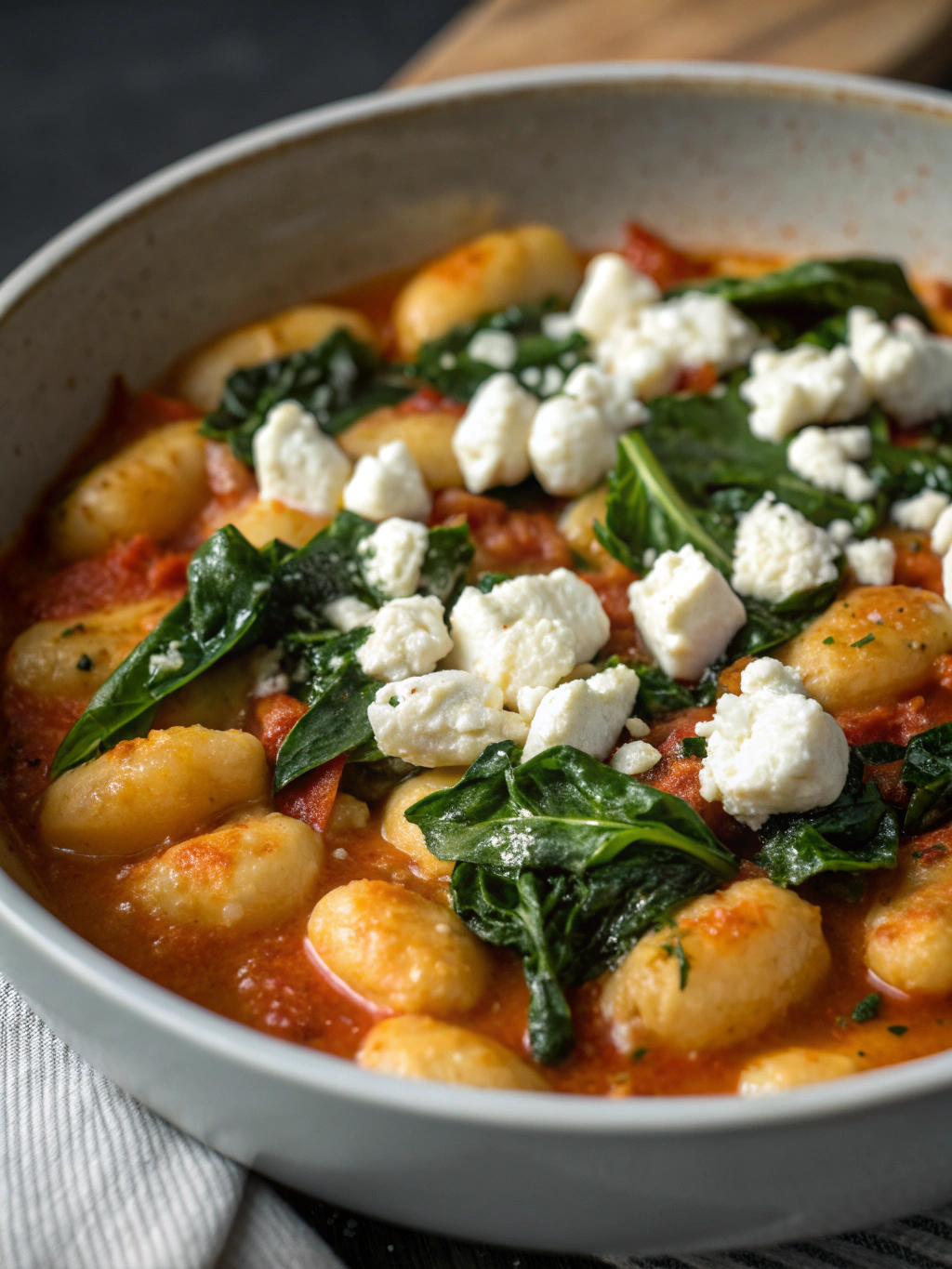 Creamy Gnocchi with Spinach and Feta Recipe
