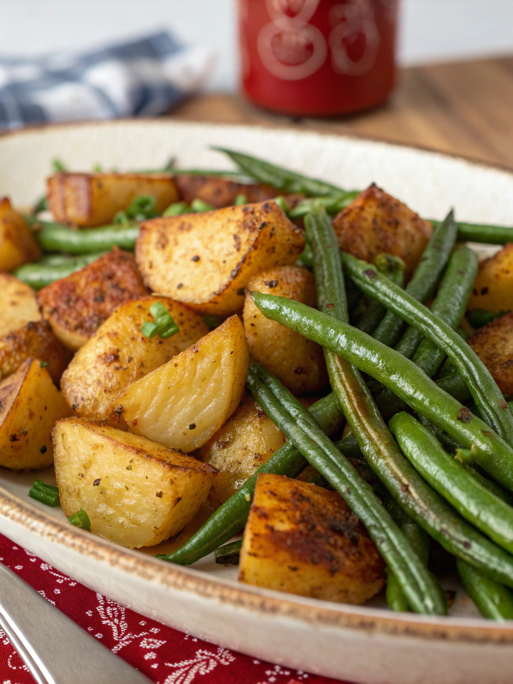 Easy Roasted Garlic Potatoes and Green Beans