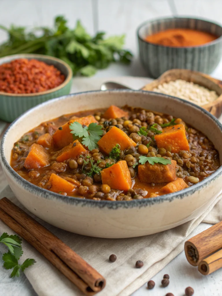 Hearty Brown Lentil Sweet Potato Curry