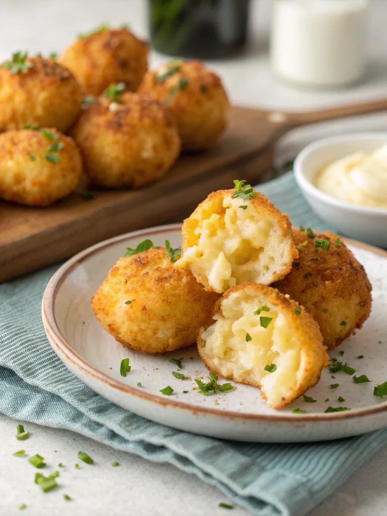 Mashed Potato Cheese Puffs (Crispy Mashed Potato Cheese Bites)