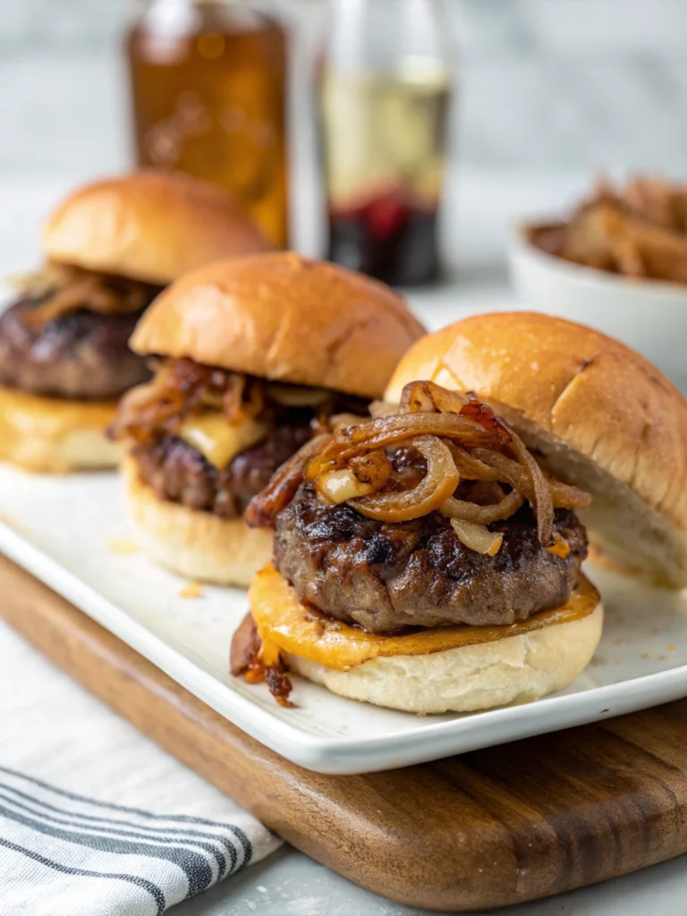 Mini beef sliders with caramelised onions