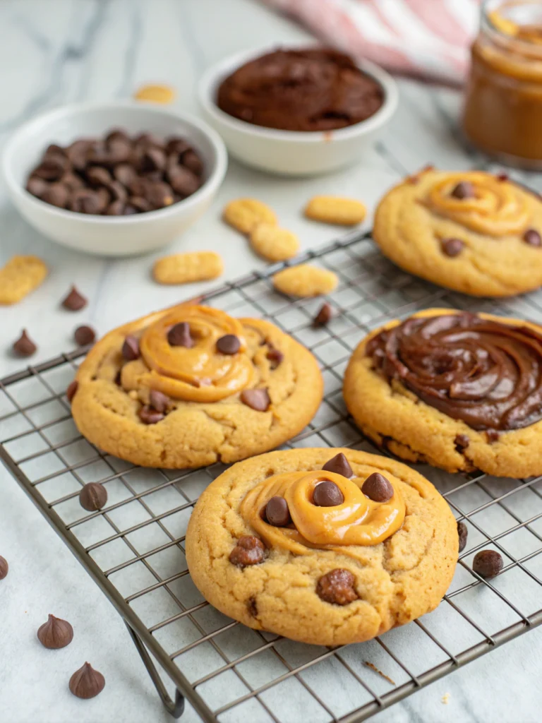 Peanut Butter Chocolate Caramel Cookies