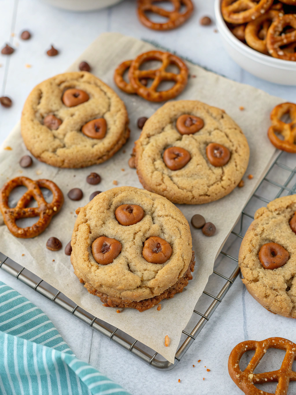 Peanut Butter Pretzel Cookies (Browned Butter Blondie)