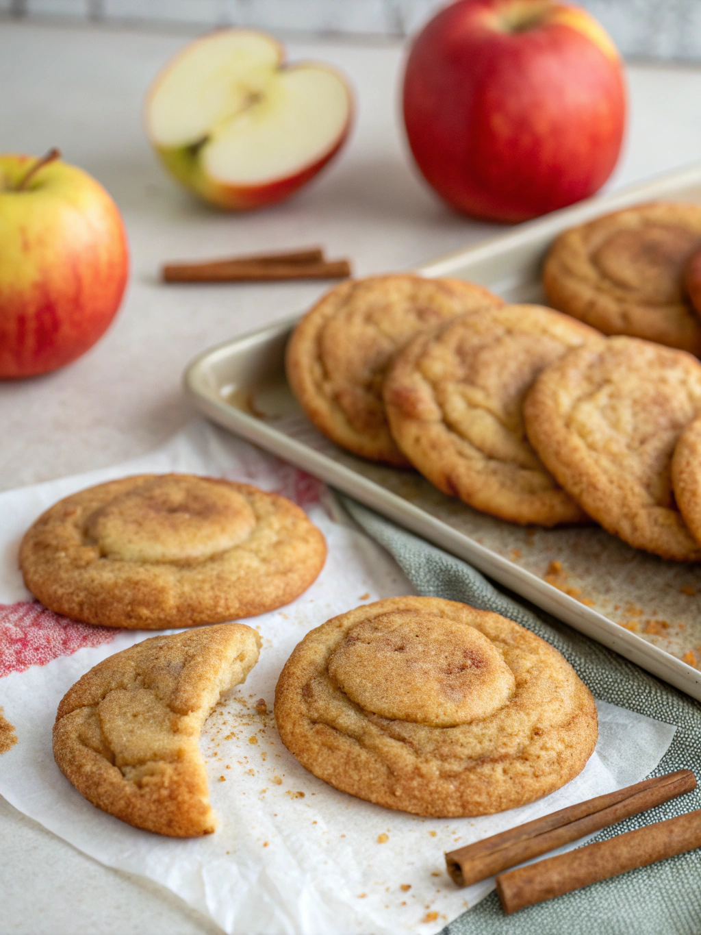 Quick Apple Cinnamon Snickerdoodle Cookies