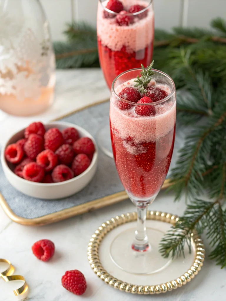 Raspberry Champagne Bellini (Christmas Recipe & Thanksgiving Recipe)