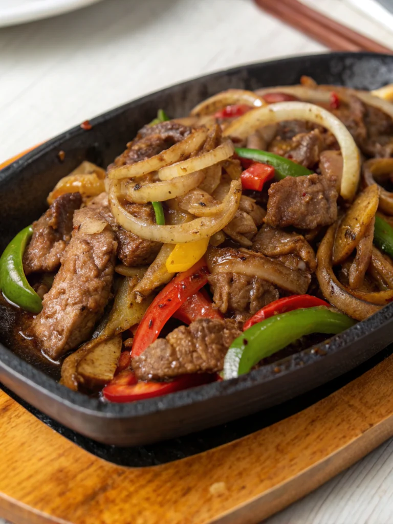 Sizzling Chinese Pepper Steak with Onions