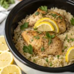 Slow Cooker Lemon Herb Chicken and Rice