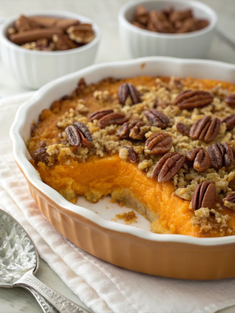 Southern Sweet Potato Casserole with Crunchy Pecans