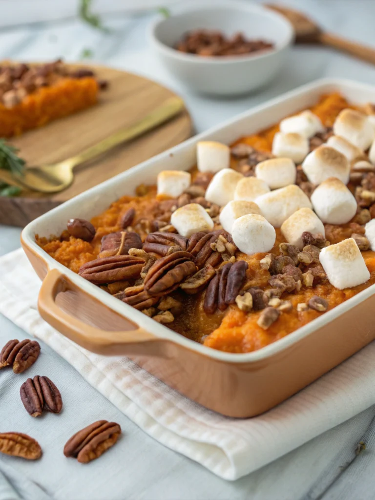 Sweet Potato Casserole with Pecans (No Marshmallows)