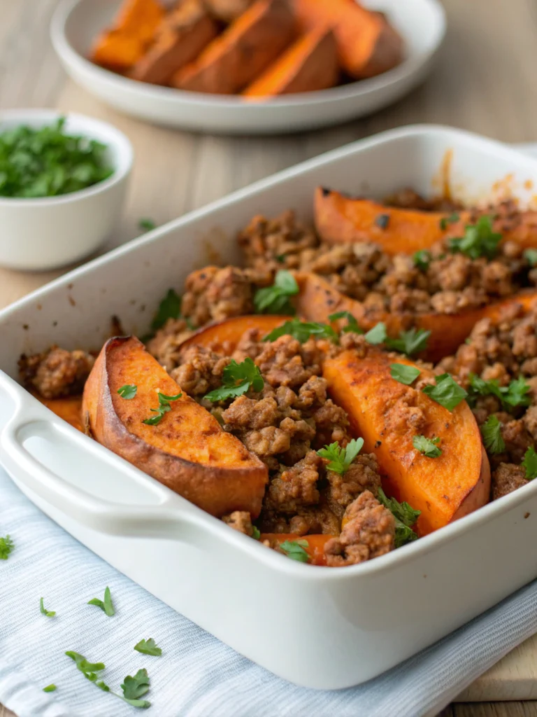 Sweet Potato and Ground Turkey Bake