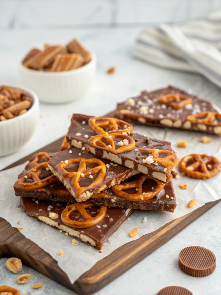 The Best Salted Caramel Pretzel Bark