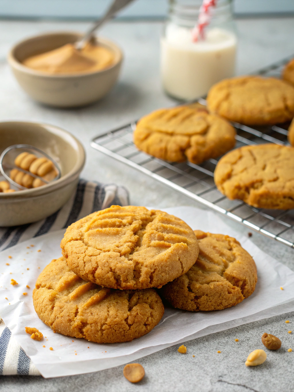 Thick and Chewy Peanut Butter Cookies