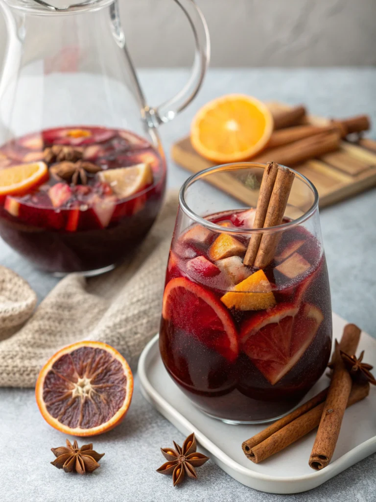 Winter red-wine sangria with cinnamon, cloves & citrus