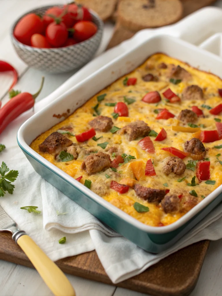 4 Ingredient Sausage Breakfast Casserole (SO GOOD!)
