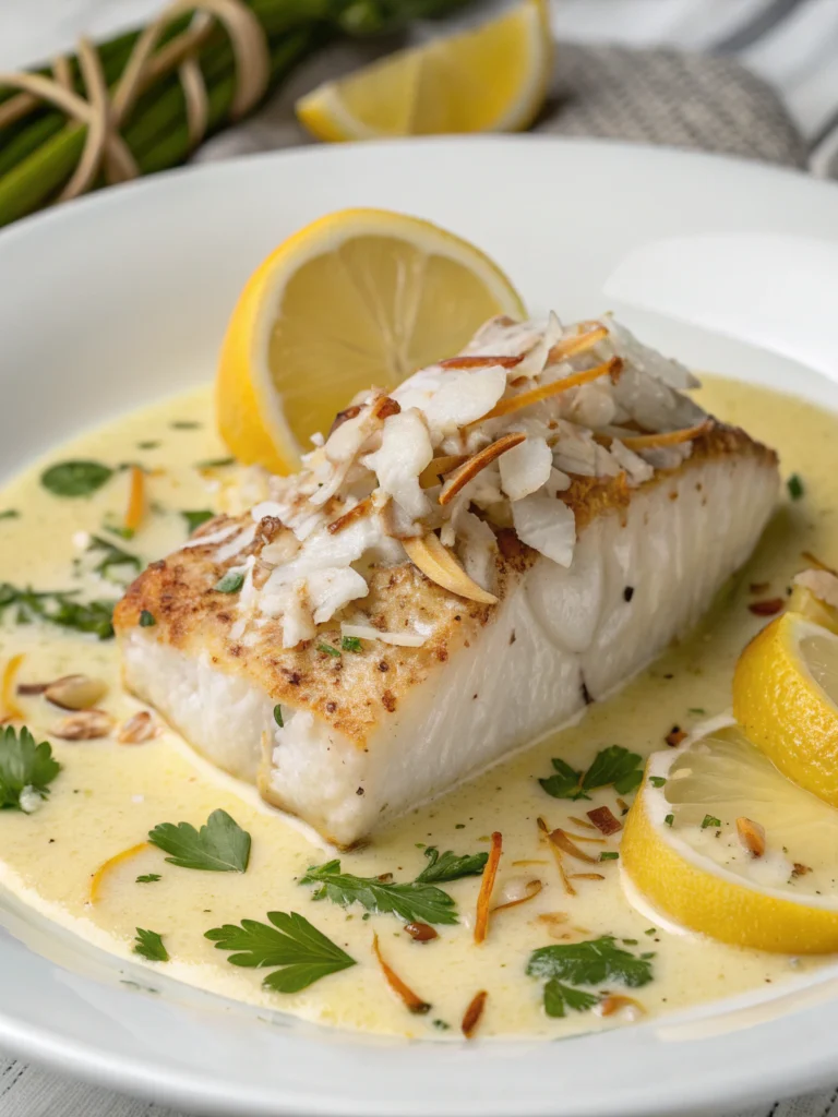 Baked Cod in Coconut Lemon Cream Sauce