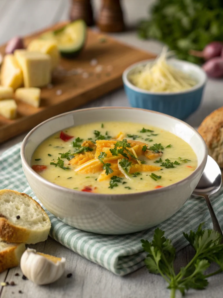 Cheddar Garlic Herb Potato Soup