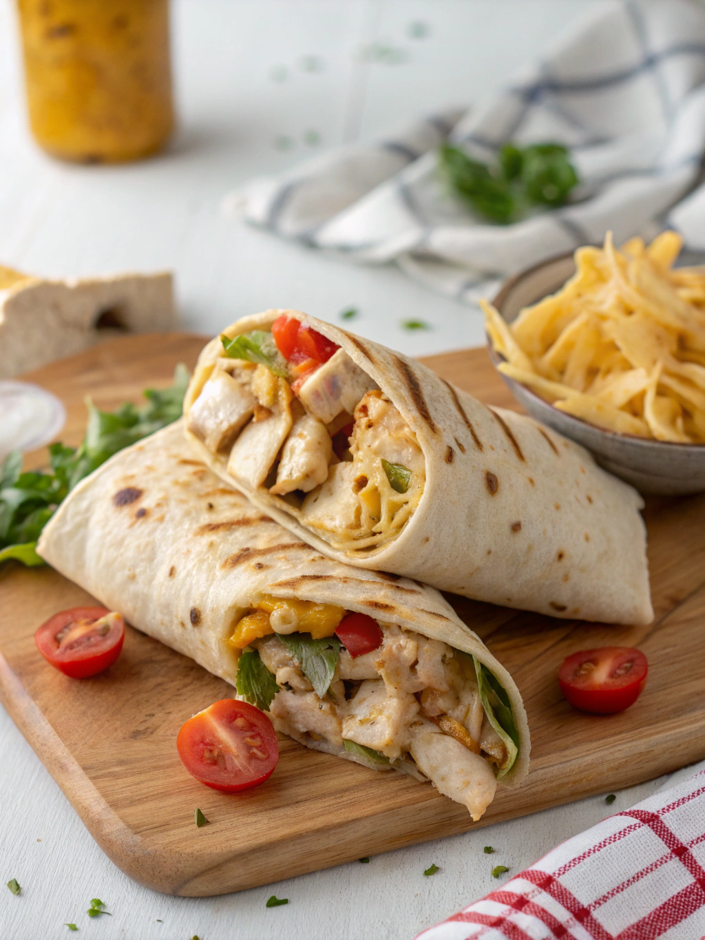 Cheesy Garlic Chicken Wraps