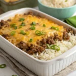 Cheesy Ground Beef and Rice Casserole