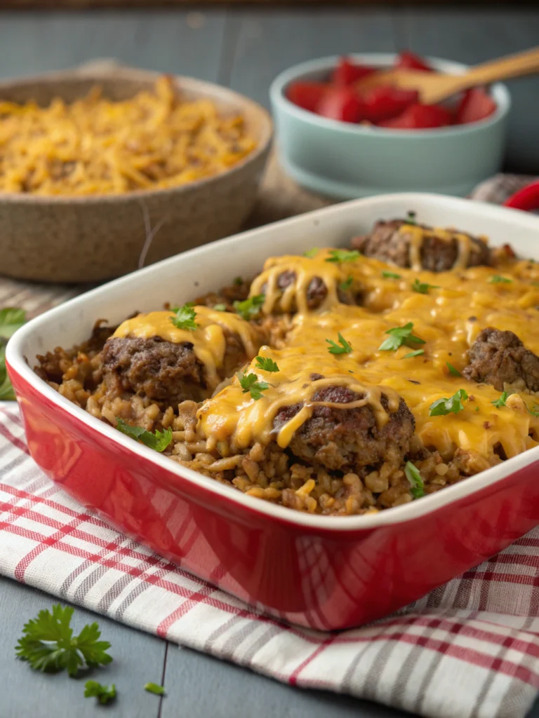 Cheesy Hamburger Rice Casserole