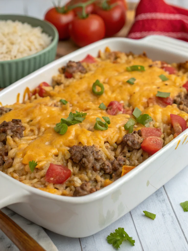 Cheesy Hamburger Rice Casserole