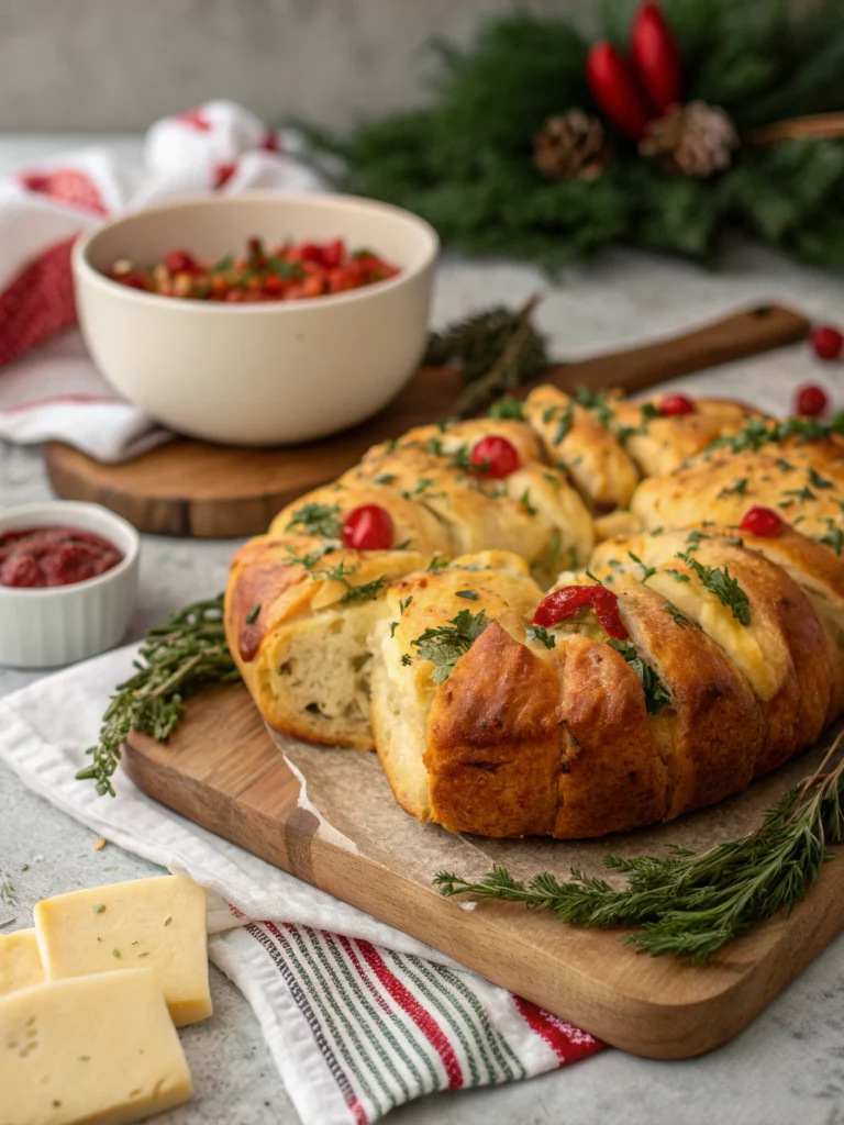 Cheesy Pull Apart Christmas Bread