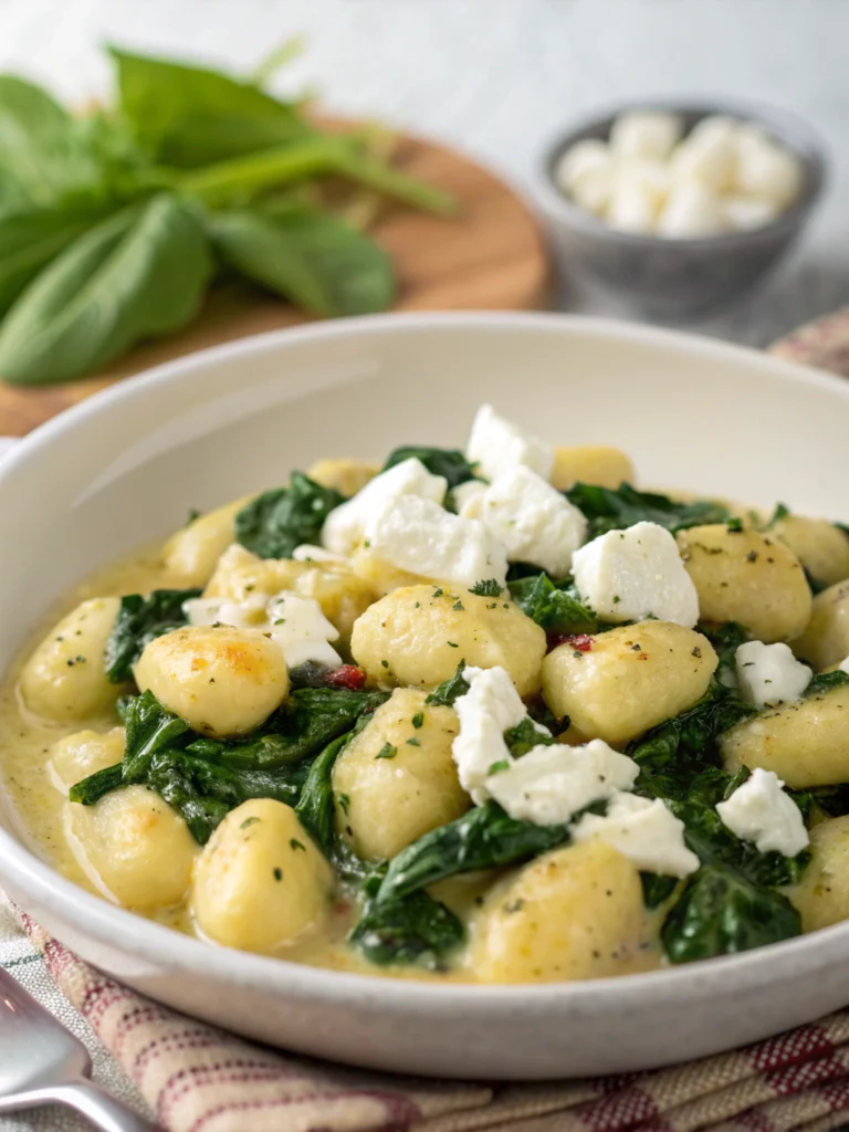 Creamy Gnocchi with Spinach and Feta Recipe