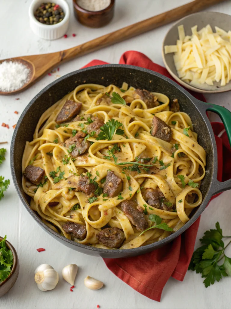 Creamy One-Pot Beef Pasta with Garlic Butter